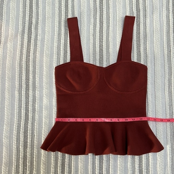 Express Womens Body Contour Peplum Tank Top Rust Brown Sleeveless Stretch S NWT - Picture 6 of 8